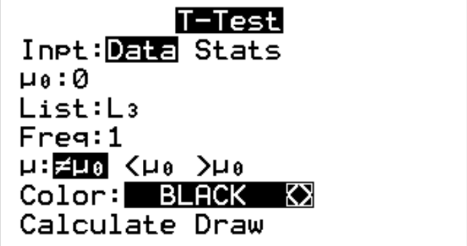 Paired t-test example on a TI-84 calculator