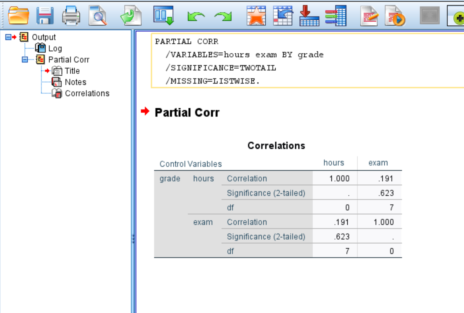 partialcorrspss4 Partial correlation results in SPSS
