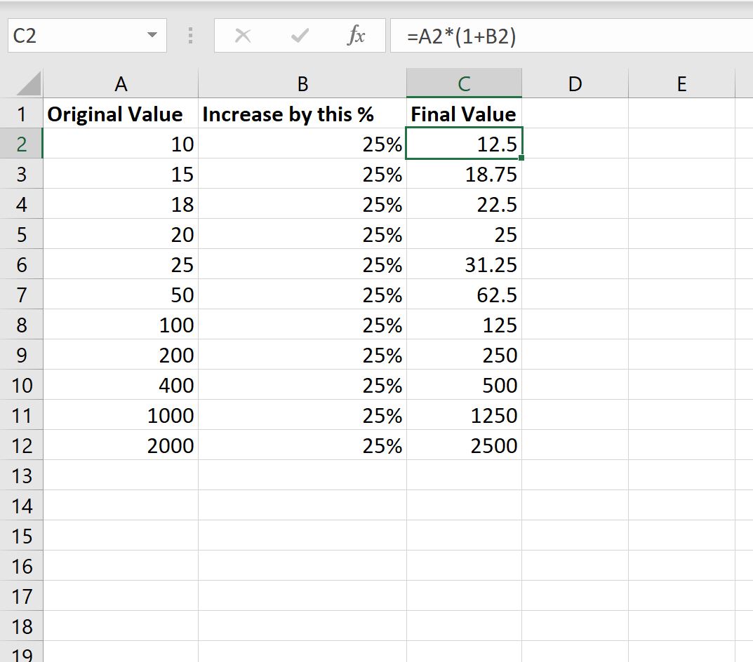 percentageexcel1 Excel increase value by percent