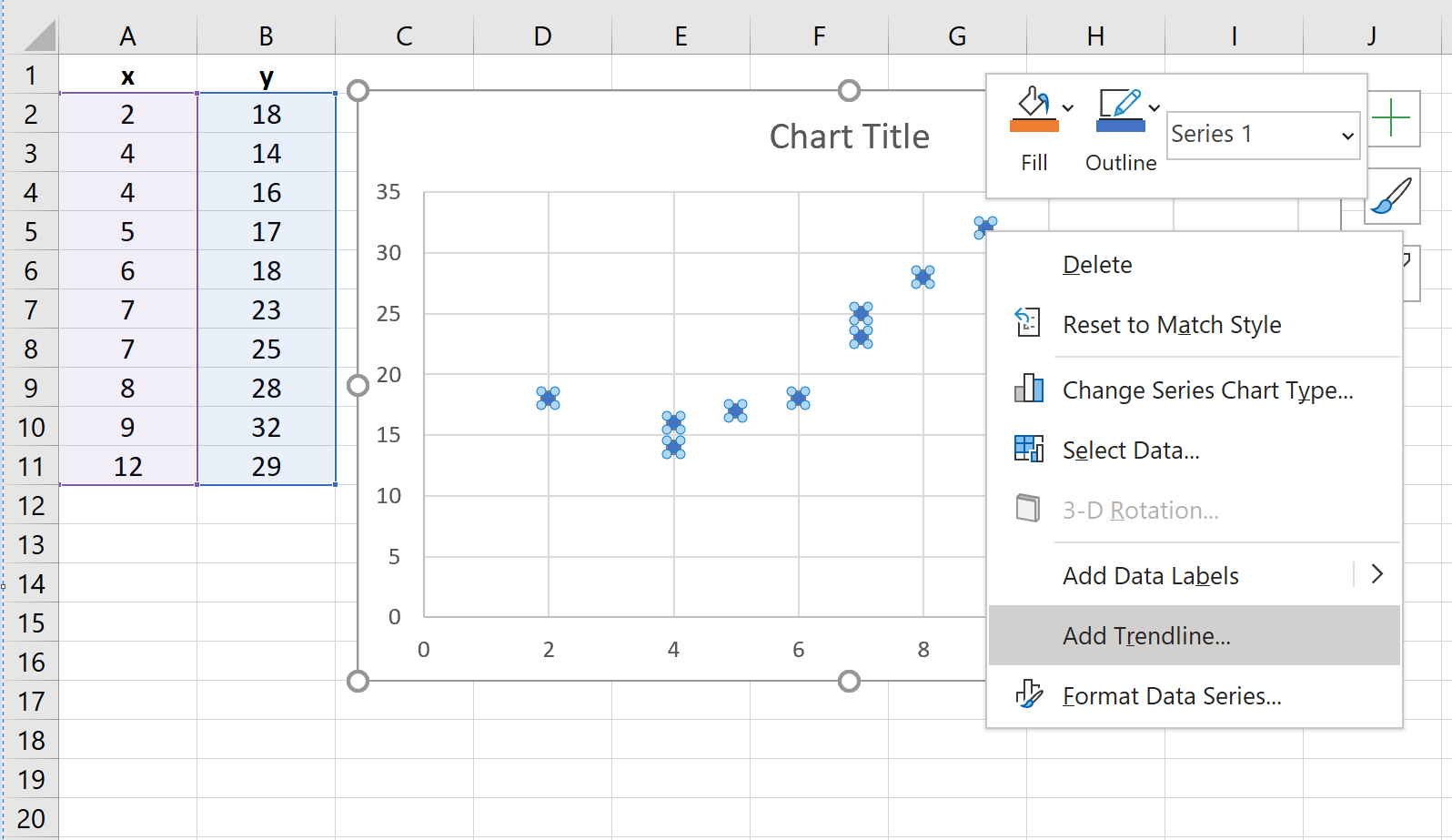 polynomialexcel7 Trendline for polynomial regression in Excel