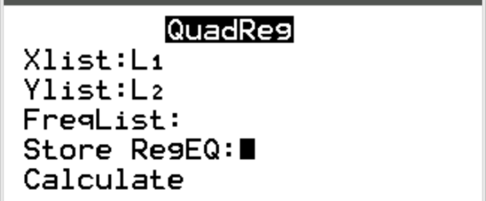 quadti7 Quadratic regression example on a TI-84 calculator