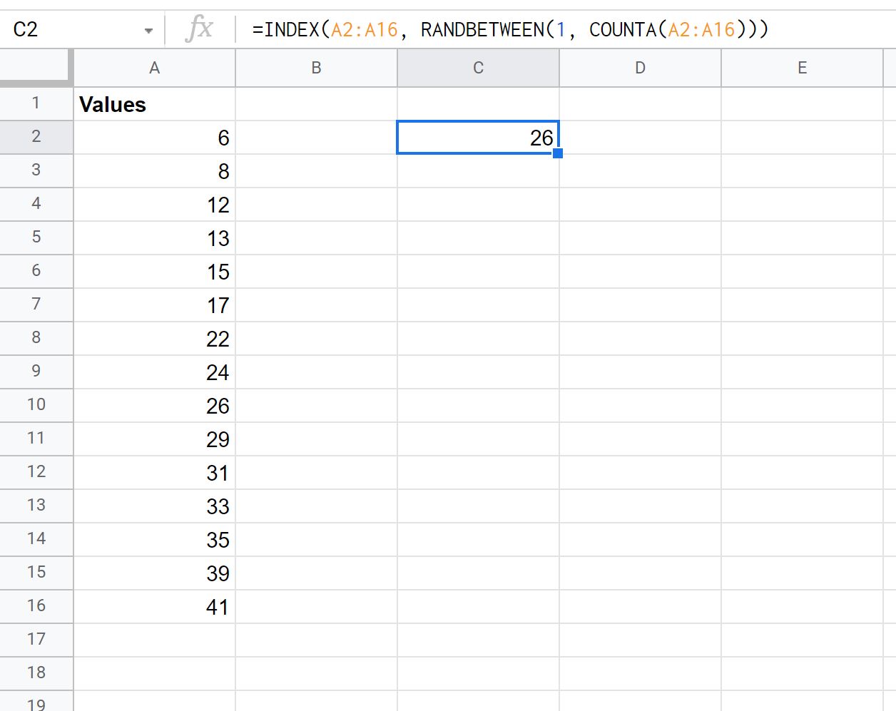 randomlist2 Google Sheets select random value from list