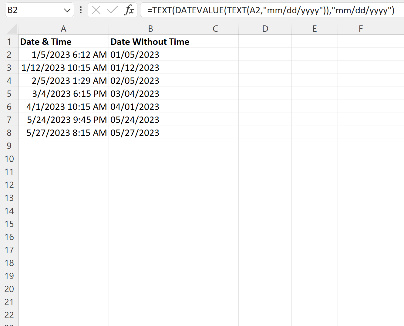 removetime2 Excel remove time from date