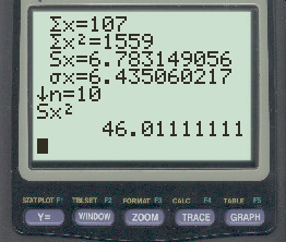 samplevar4 sample variance on TI-84 calculator