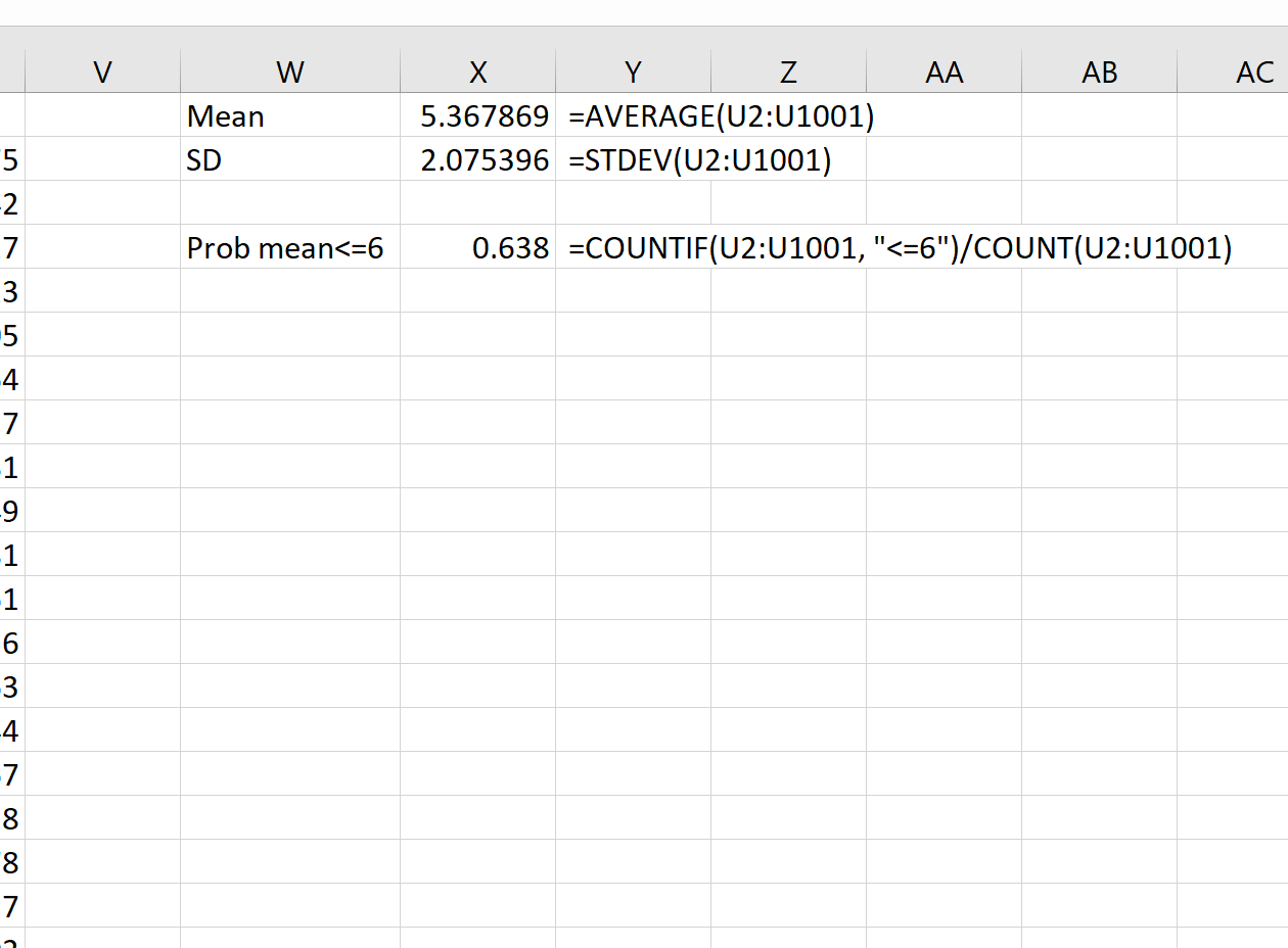 samplingmeanexcel7 Sampling distribution example in Excel