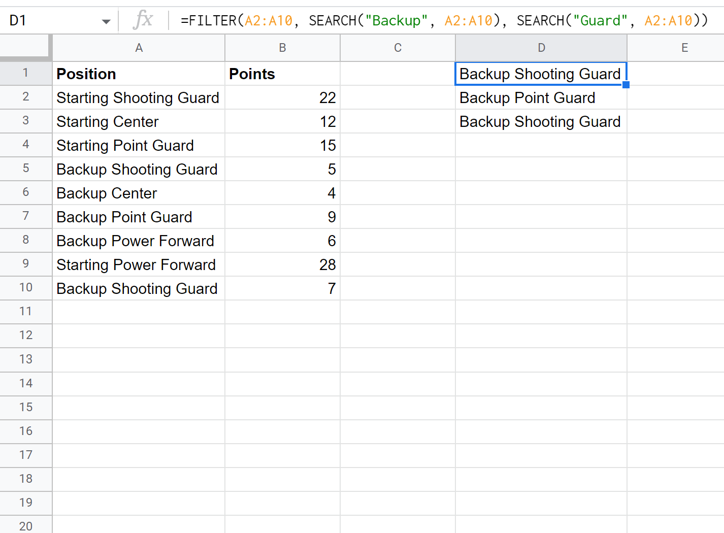 searchm2 Google Sheets search multiple values