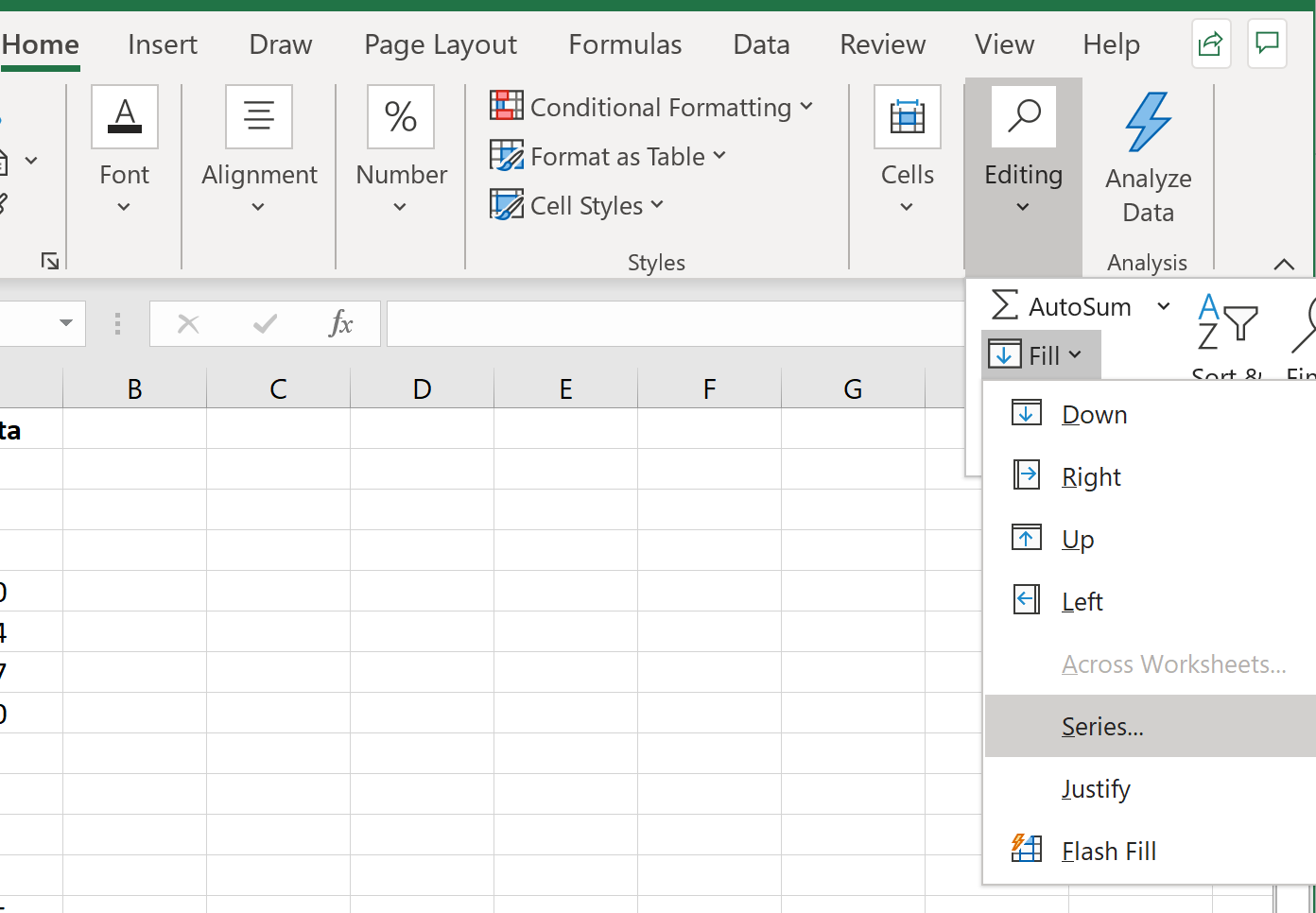 seriesfill1 Series fill option in Excel