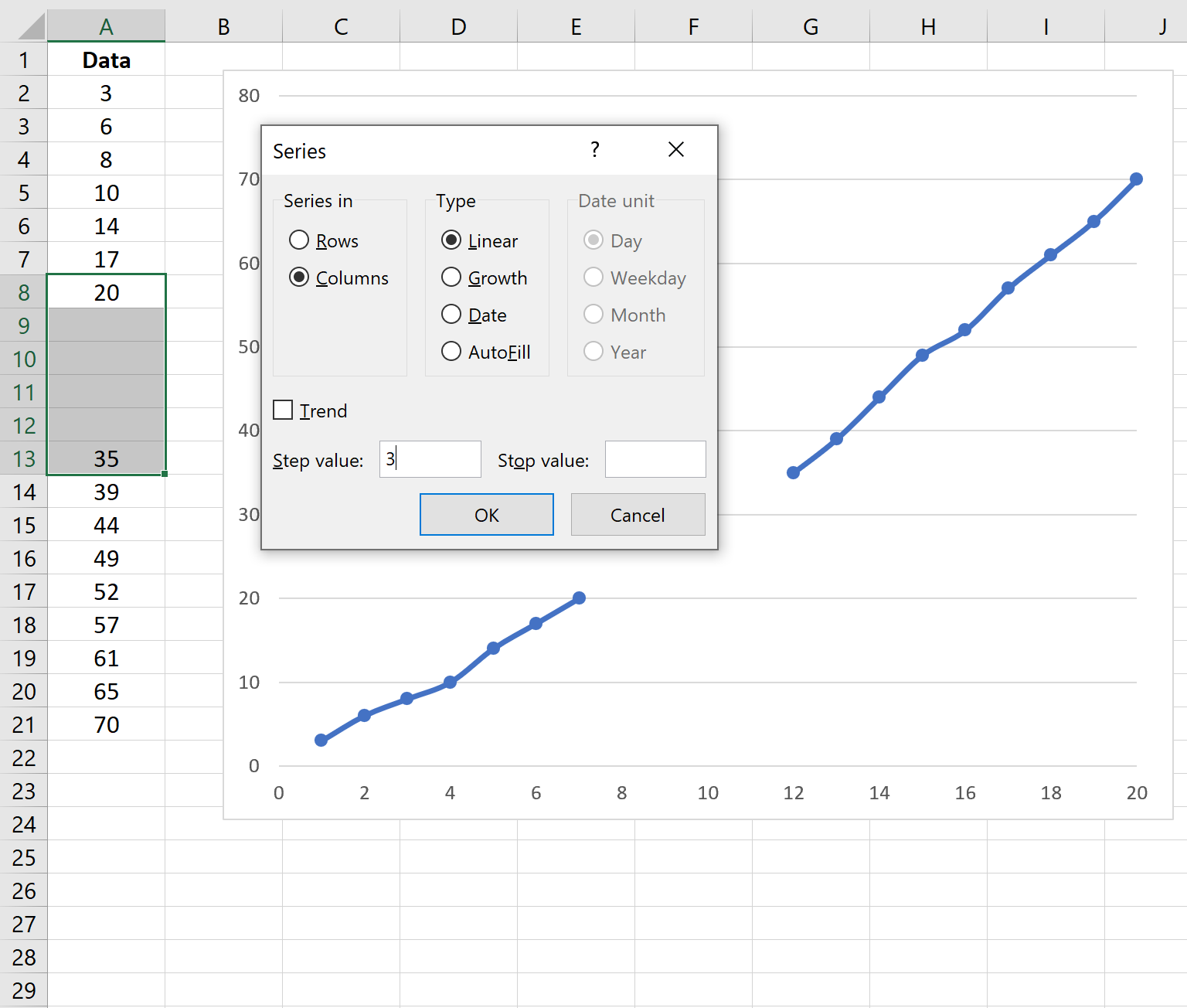 seriesfill4 Linear fill a series in Excel