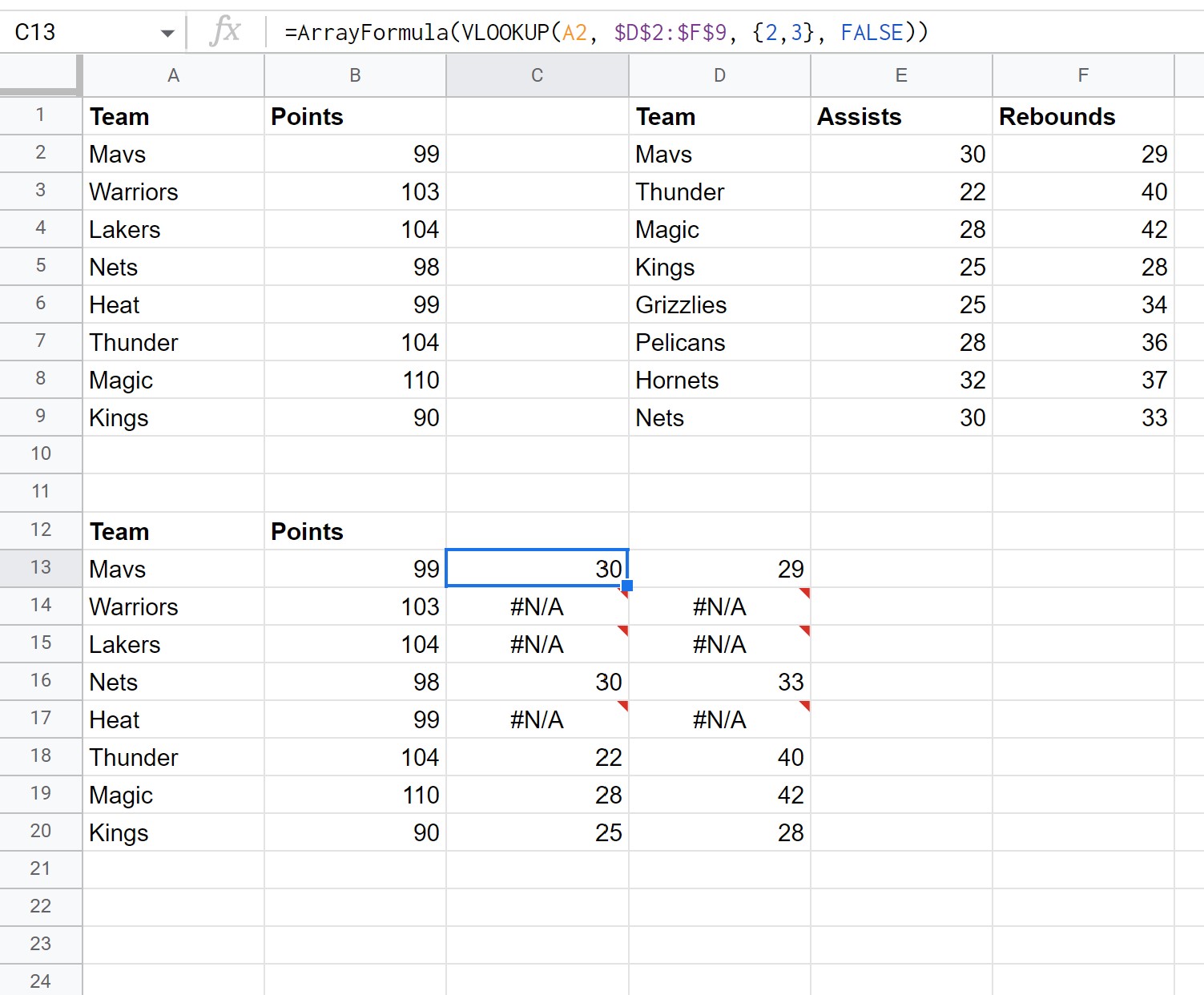 sl3 left join in Google Sheets