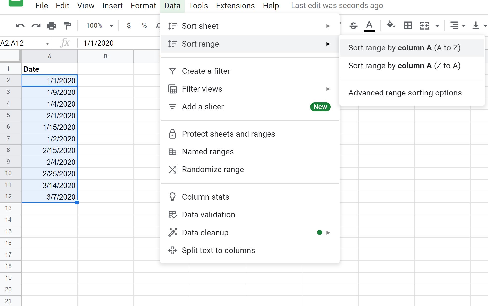 sortdate3-1 sort by date in Google Sheets