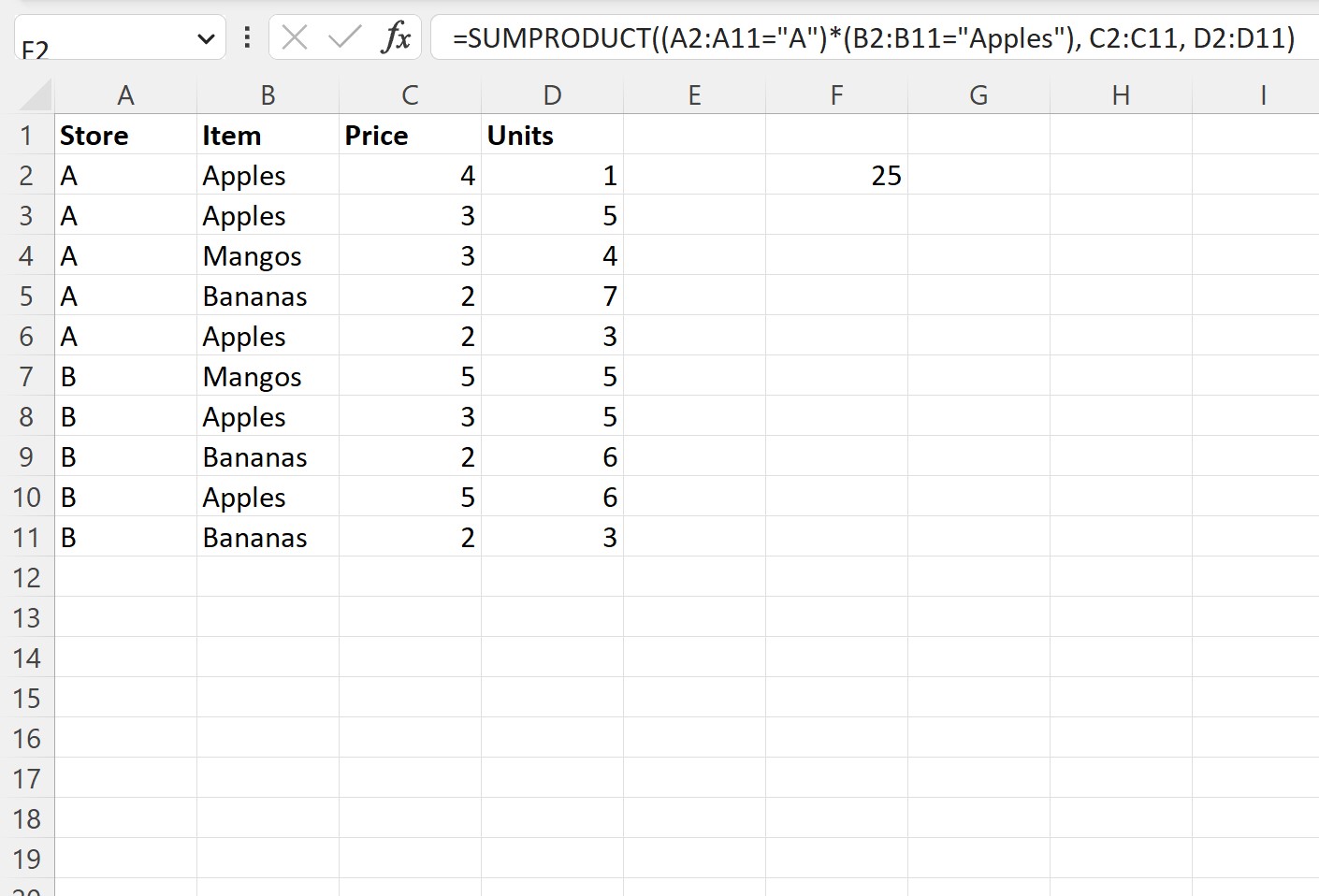 sp2 Excel SUMPRODUCT with multiple columns with AND condition
