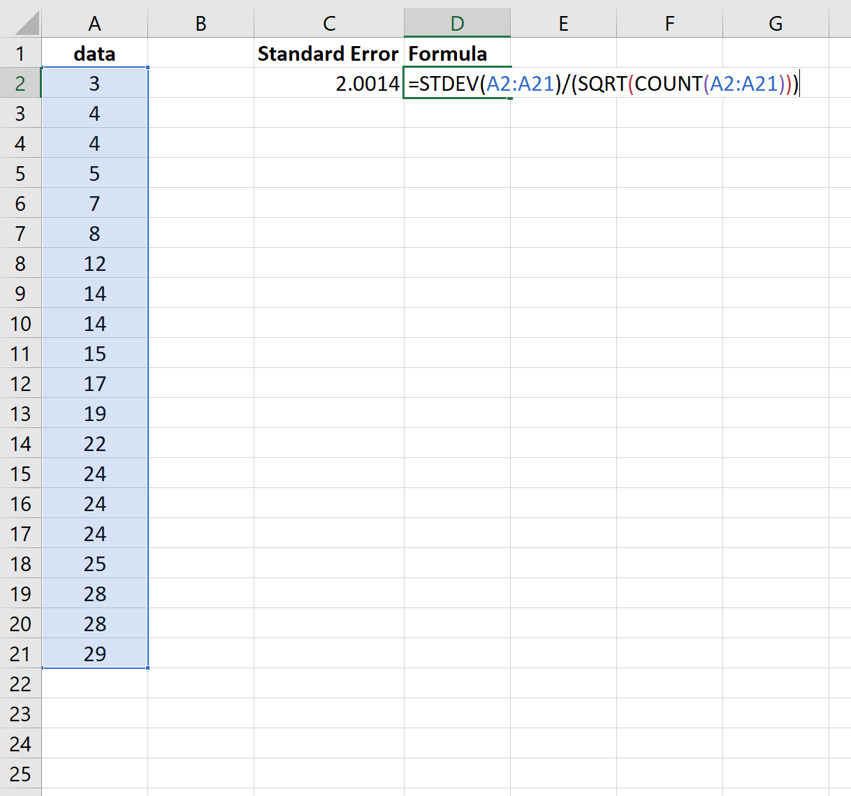 standard_error_excel2 Standard error of the mean in Excel