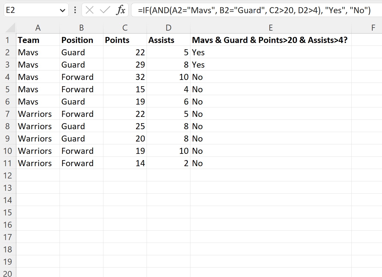 EXCEL IF Function with 4 conditions