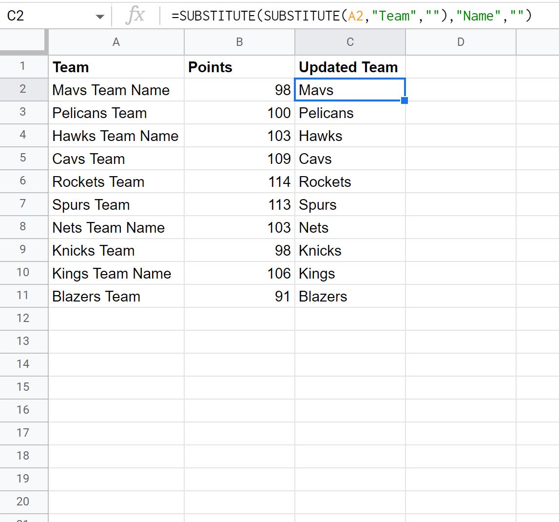subs4 Google Sheets remove multiple substrings