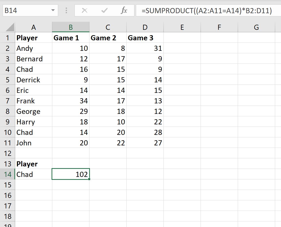 sum3 VLOOKUP sum multiple rows in Excel