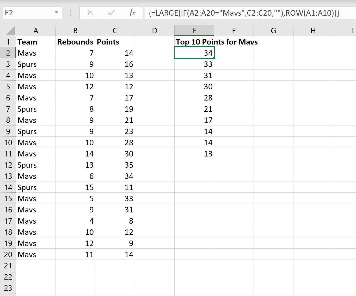 top10criteria1 Excel top 10 values based on criteria