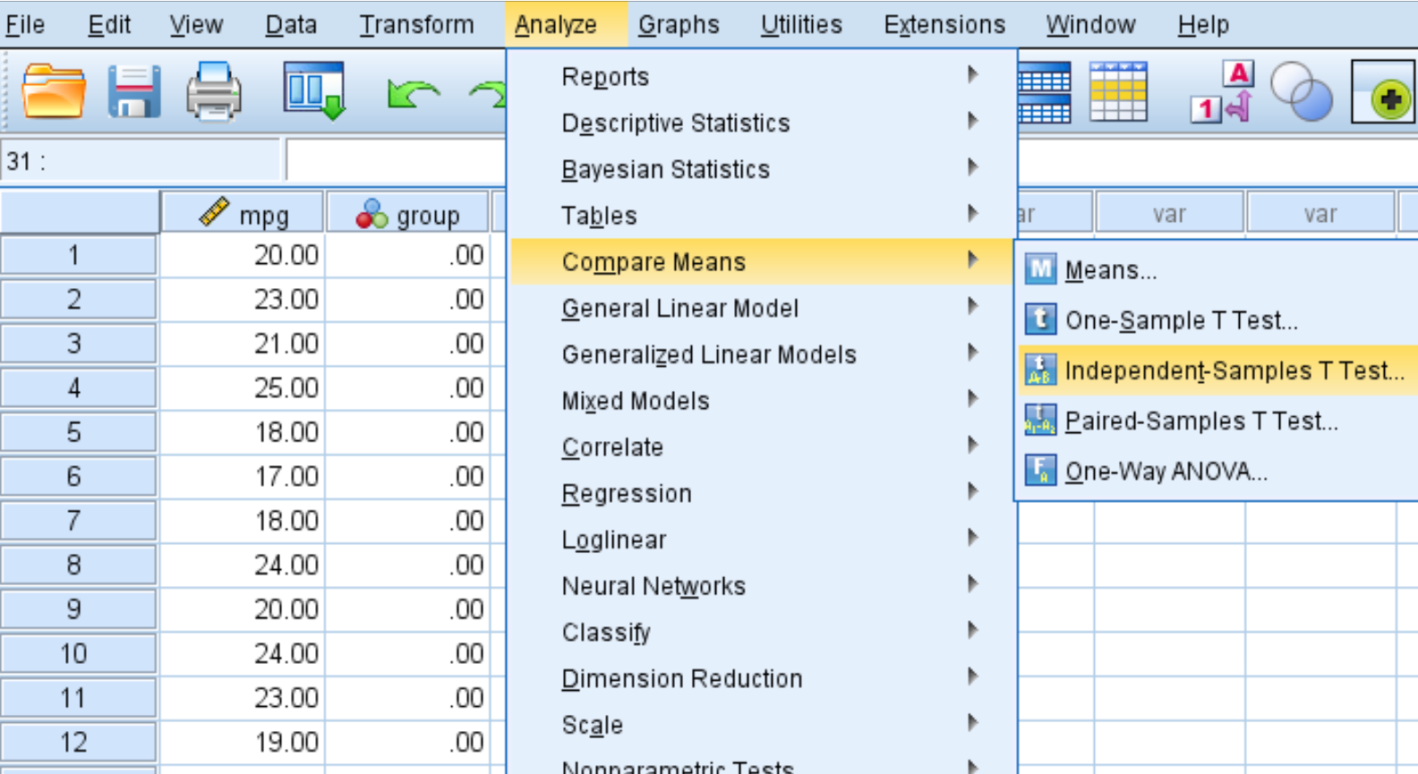 twosampspss2 Two sample t-test in SPSS
