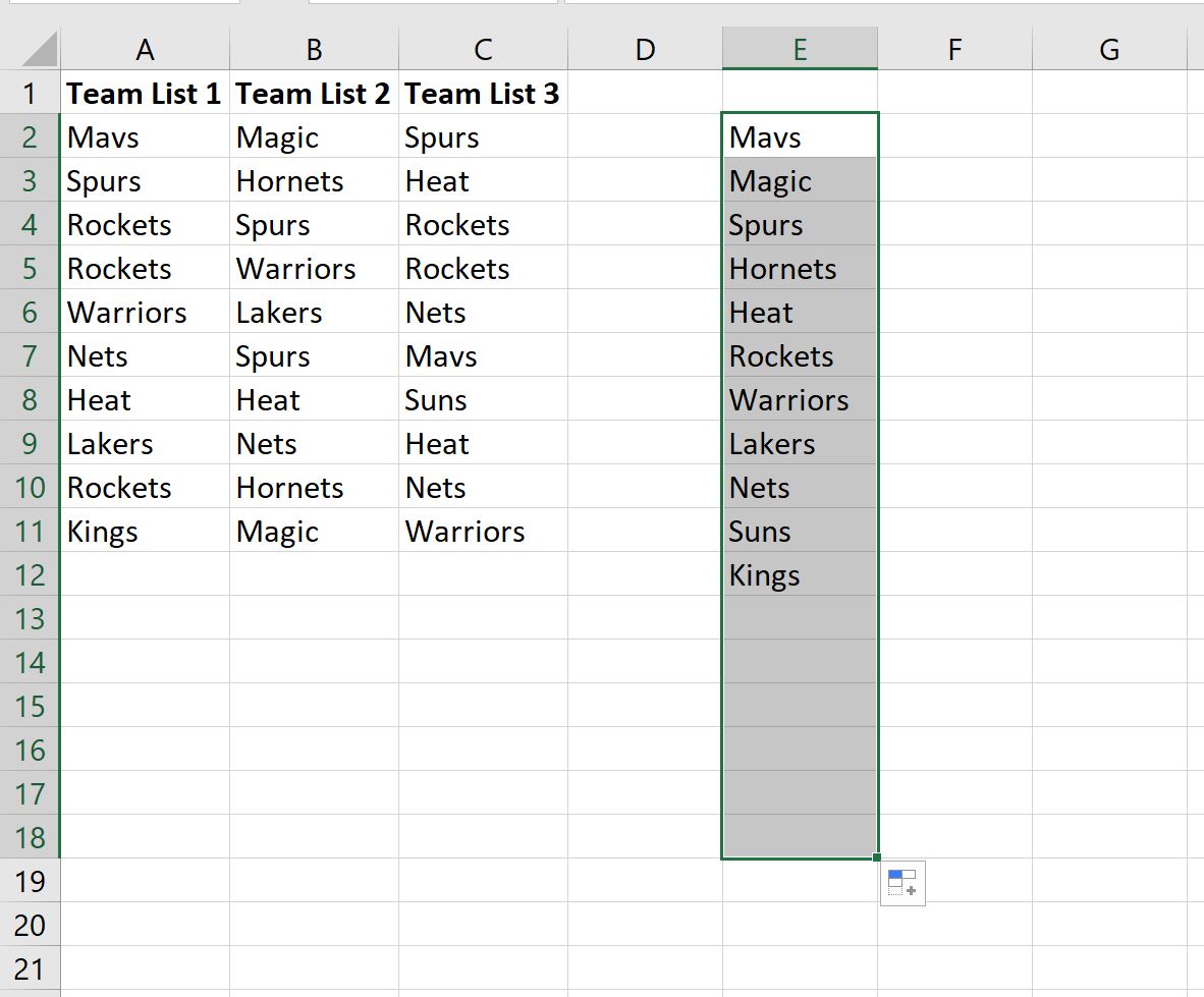 uniquemultiple3 Excel find unique values from multiple columns