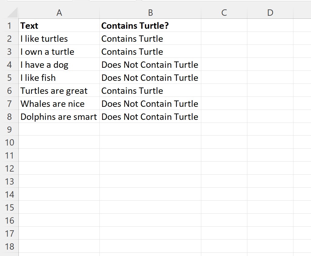 VBA A Simple Formula For If Cell Contains 