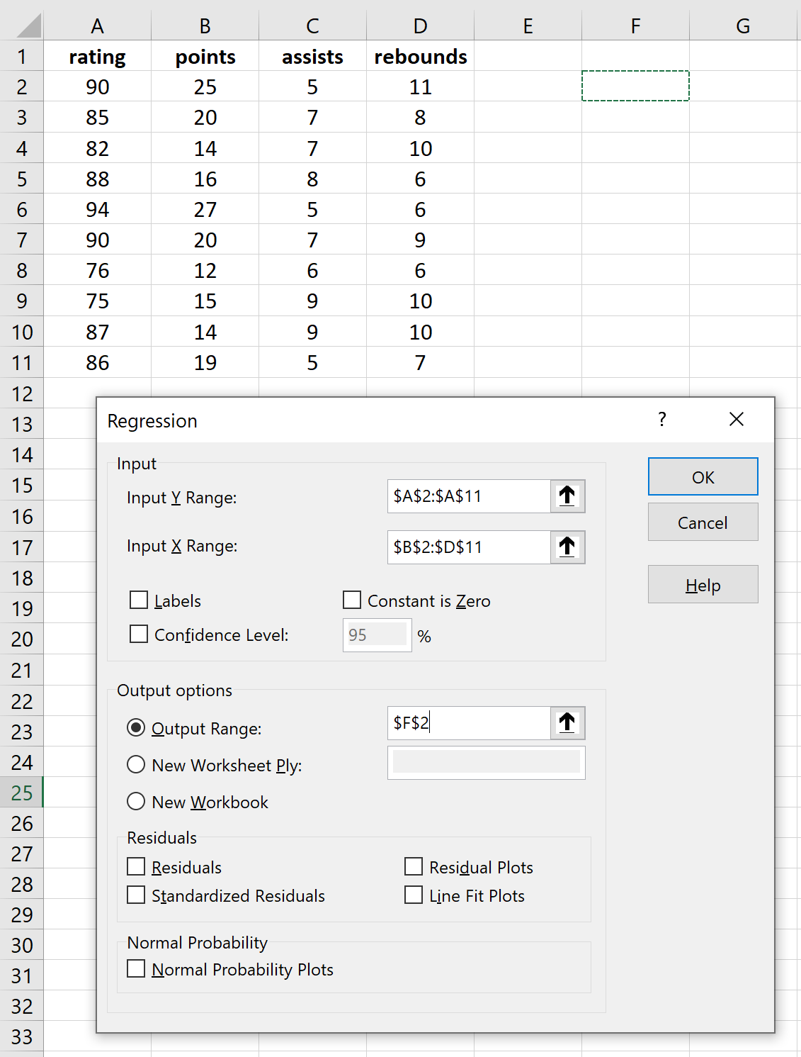 vifexcel3 Multiple regression in Excel