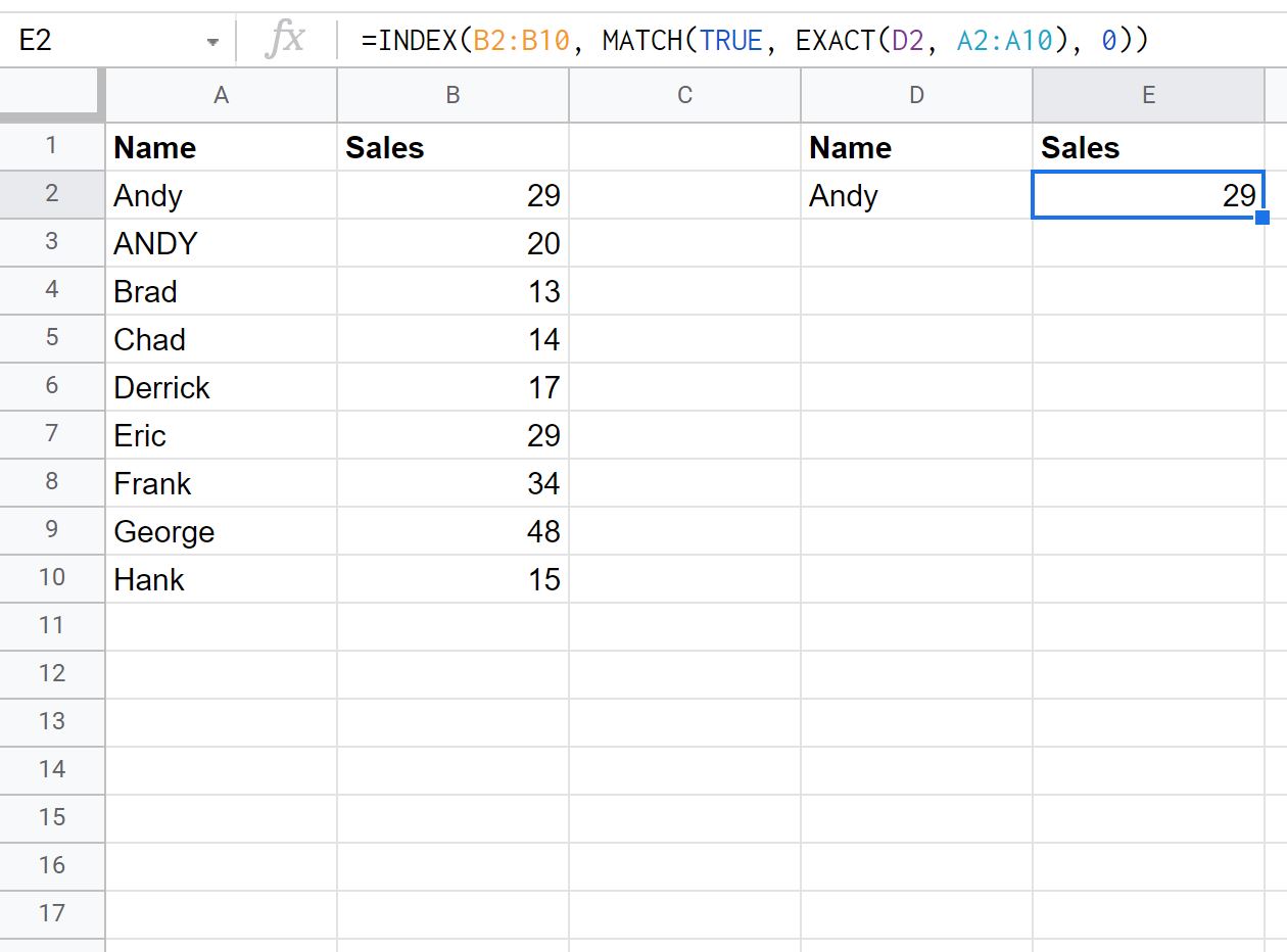 vlookup13 case-sensitive VLOOKUP in Google Sheets