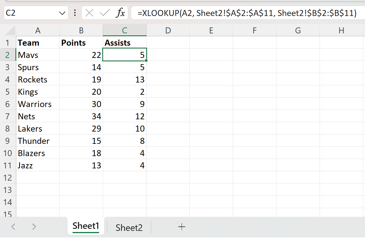 xan3 Excel XLOOKUP from another sheet