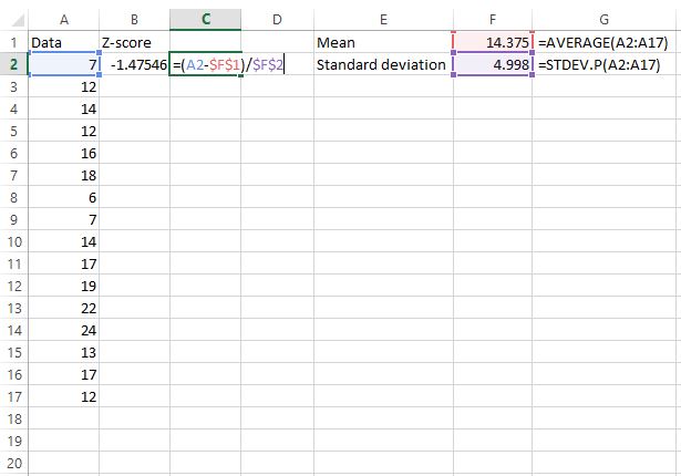 z_score_excel3 Z score calculation in Excel