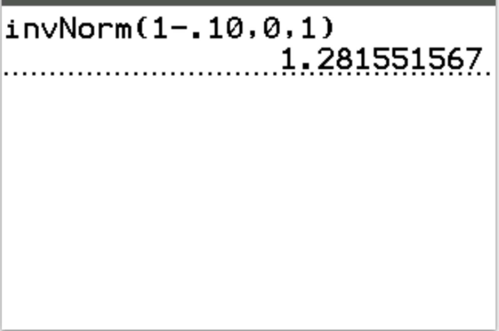 zcritti2 Z critical value for right-tailed test on TI-84 calculator