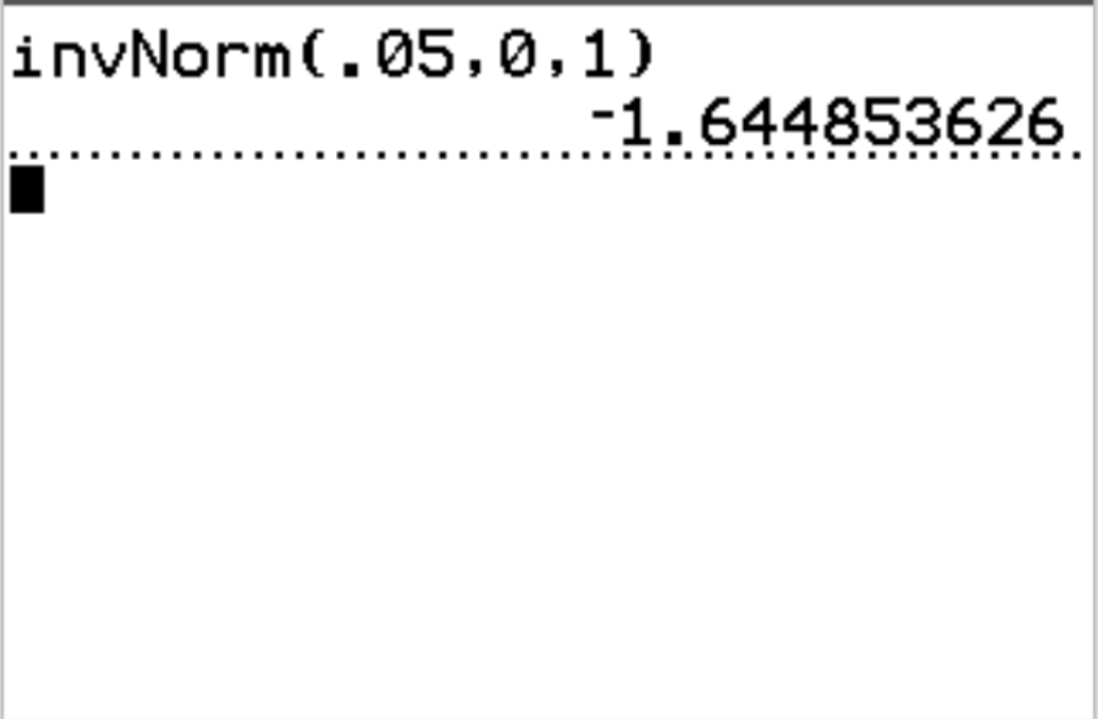 zcritti3-1 Z critical value for left-tailed test on a TI-84 calculator
