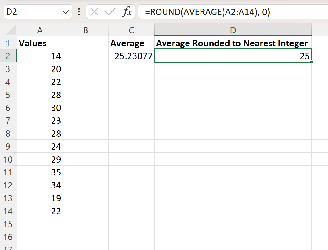 around3 Excel round average to nearest integer