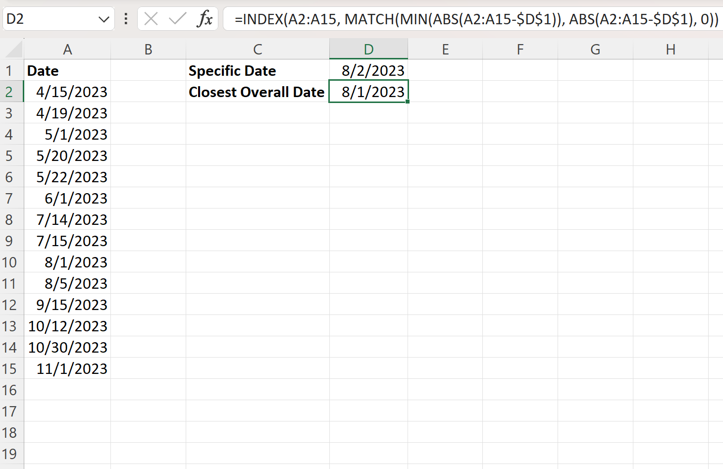 clos2 Excel find closest date