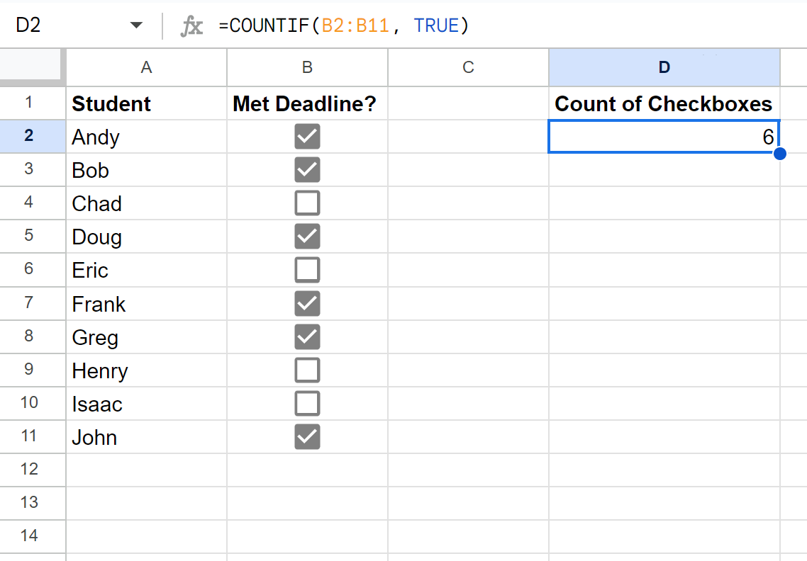 countcheck2 count checkboxes in Google Sheets