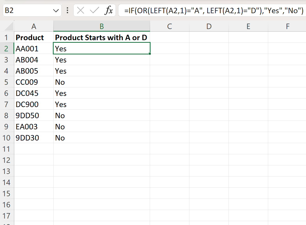 excelbegin3-1 Excel check if cell begins with one of several characters