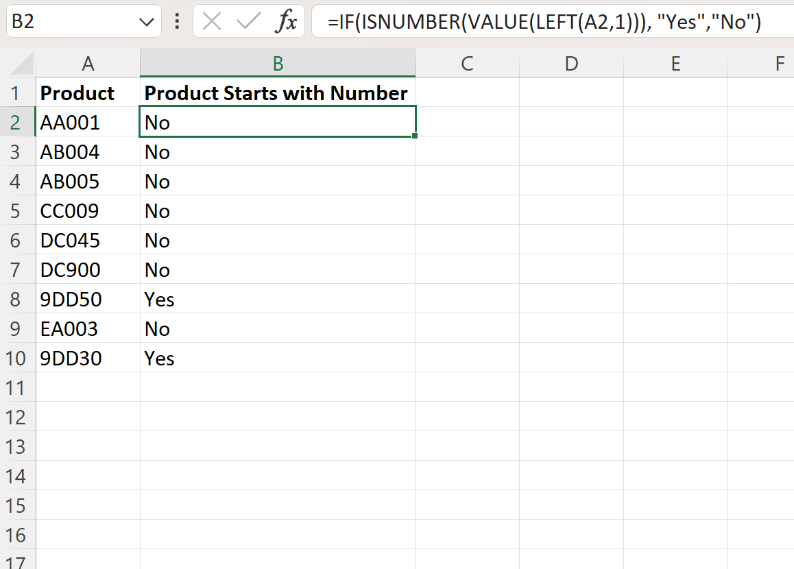 excelbegin4 Excel check if cell begins with number