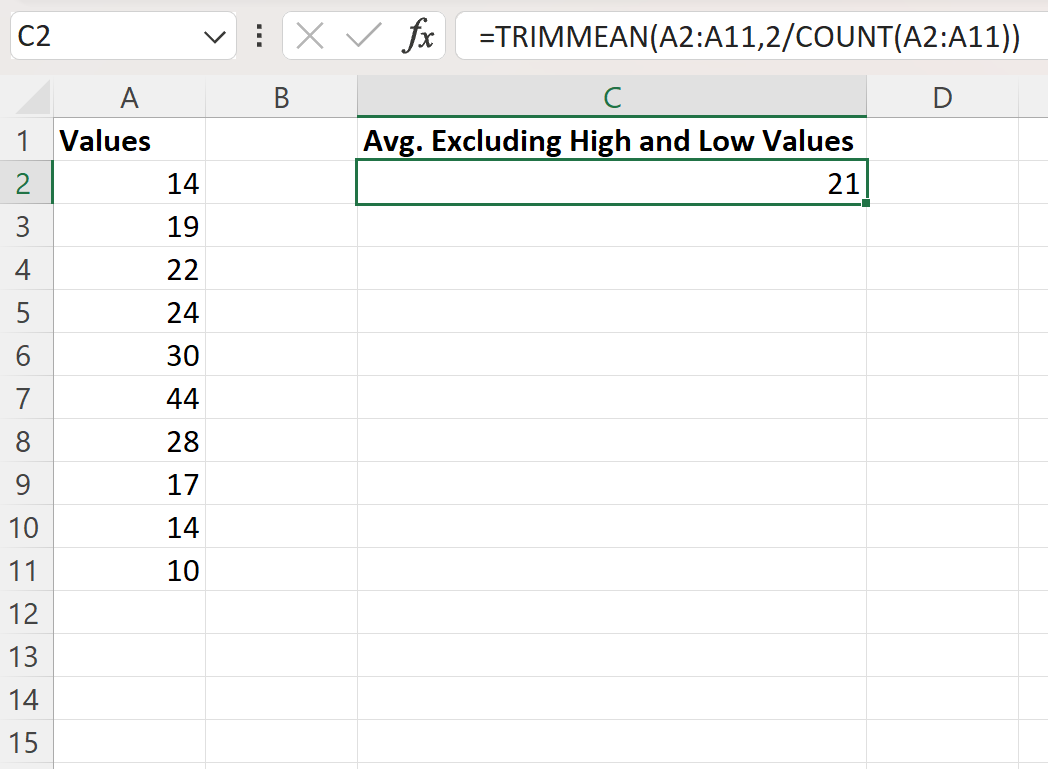 excl2 Excel calculate average and exclude highest and lowest values