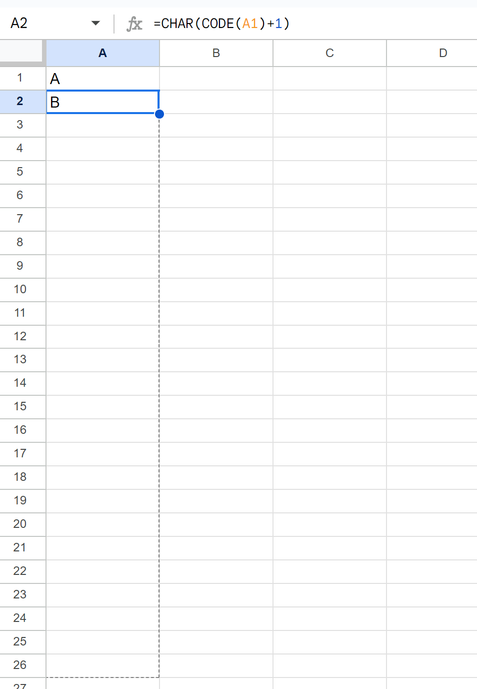 galpha3 Google Sheets autofill alphabet