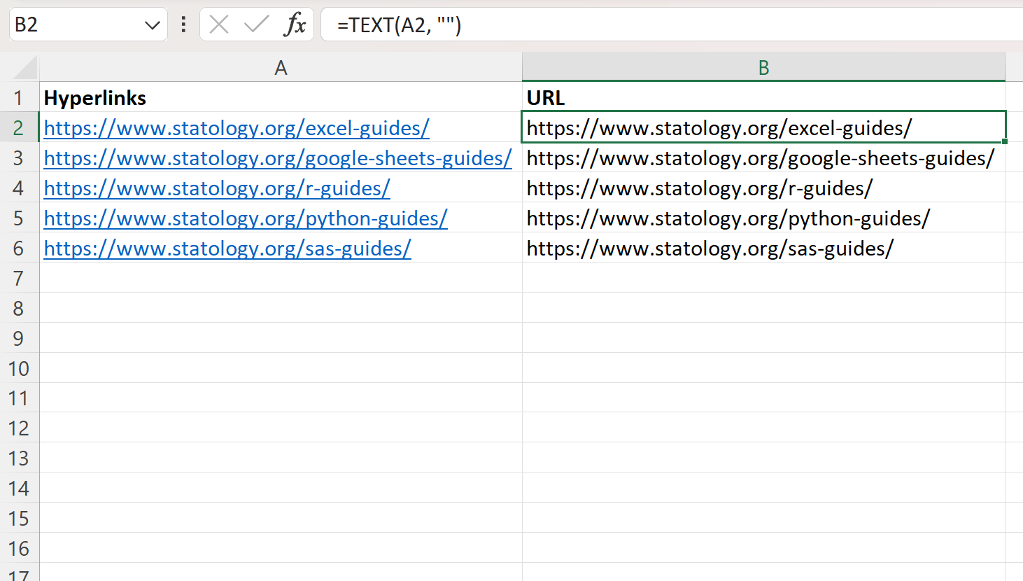 hyp2 Excel extract URL from hyperlink