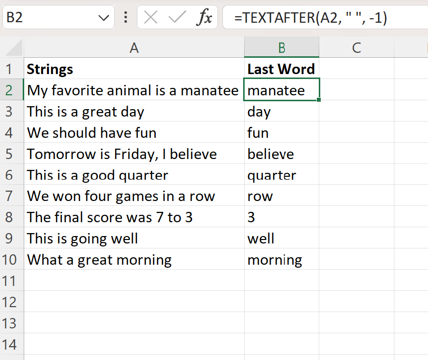 lastword2 Excel extract last word from cell
