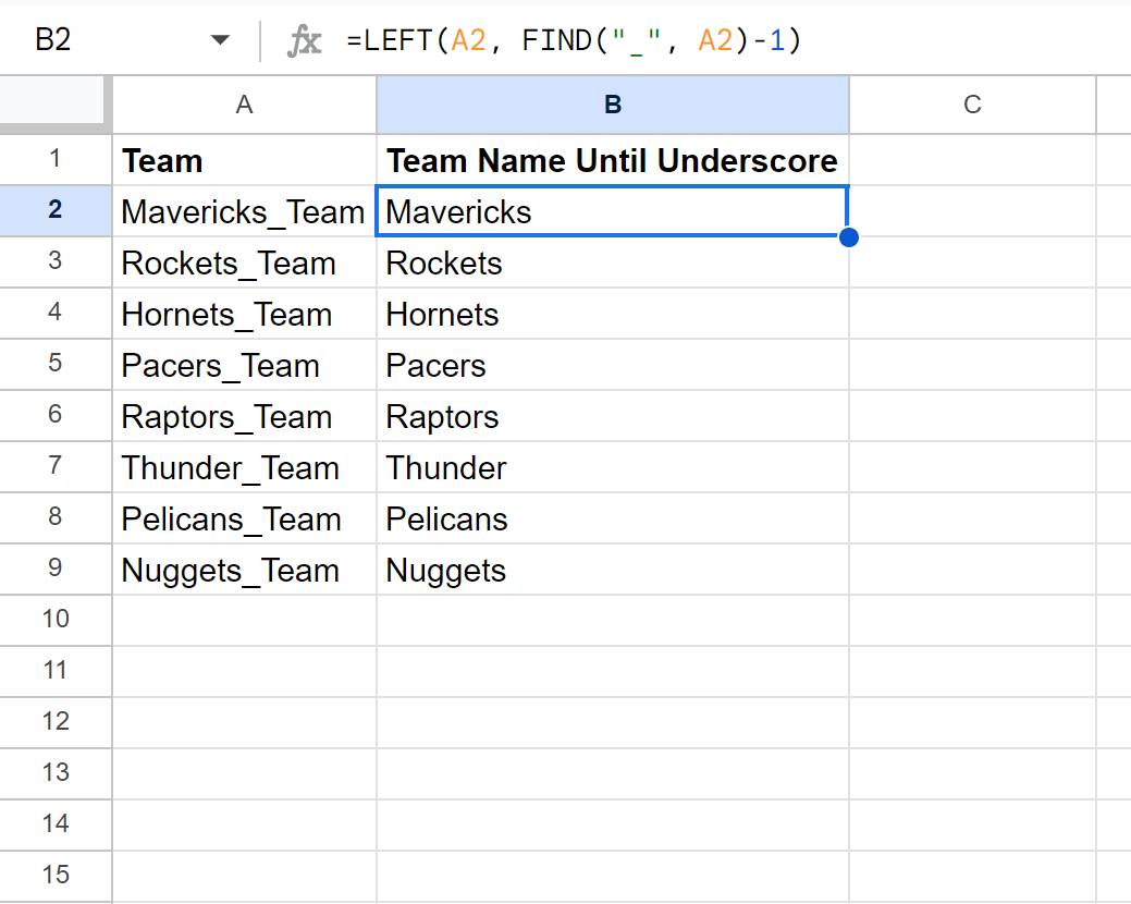 leftu2-1 Google Sheets LEFT until specific character