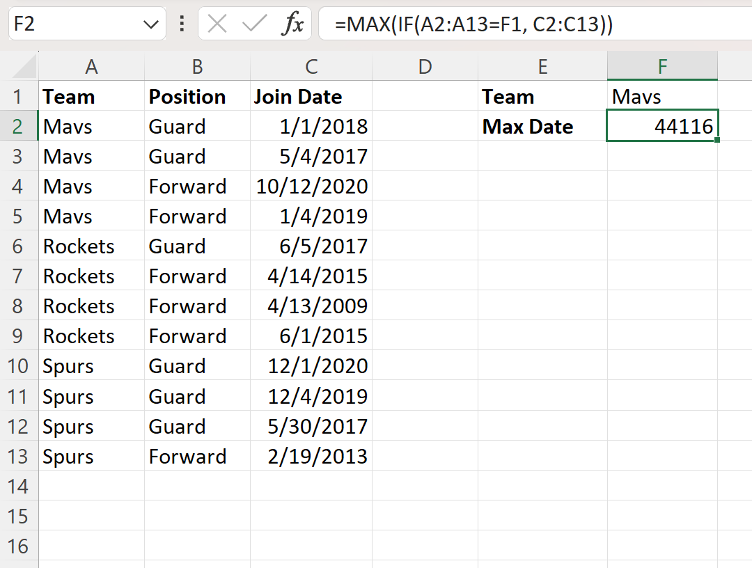 Learning To Find The Maximum Date Associated With A Value In Excel ...