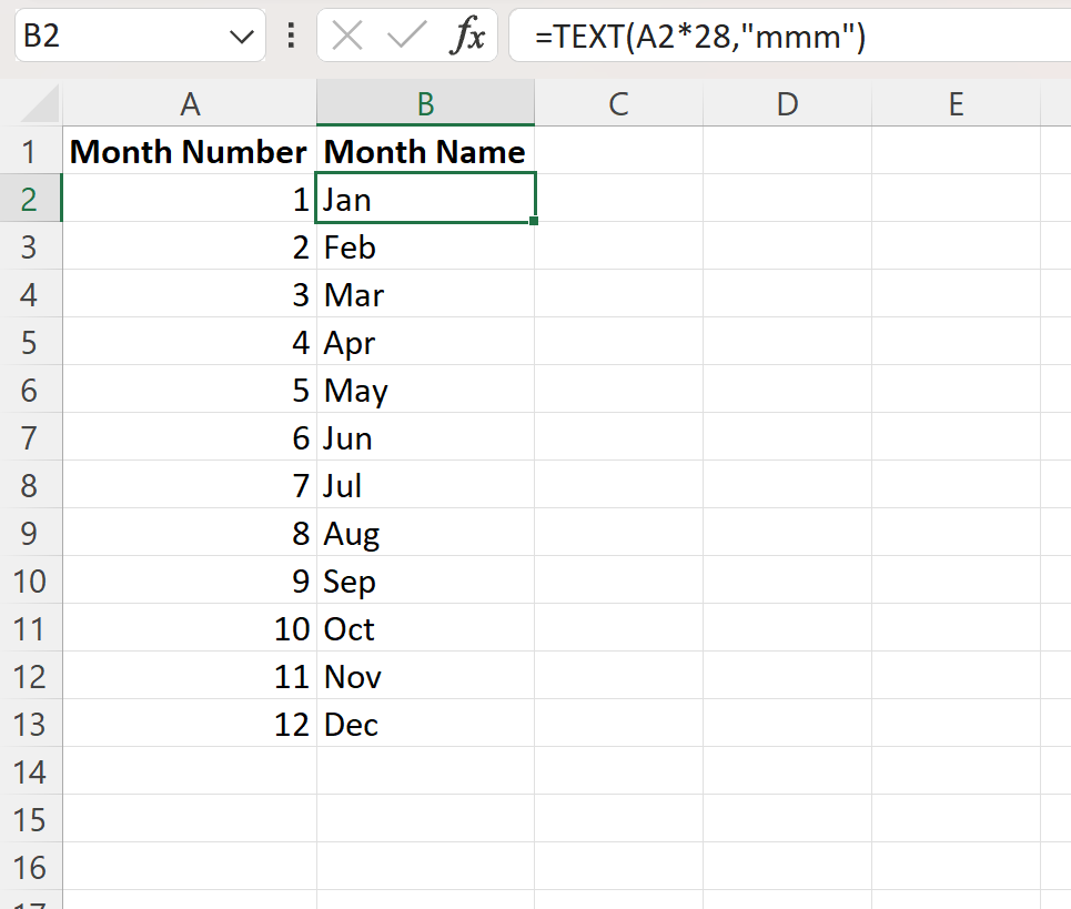 monthnum3 Excel convert number to month name