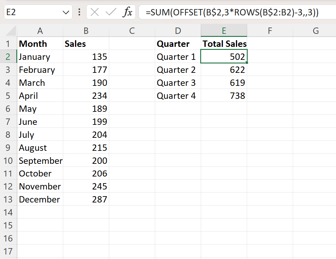 qmon4 Excel convert monthly data to quarterly data