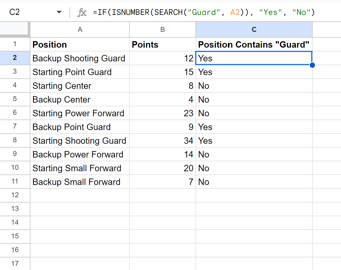 tif3 Google Sheets IF function to check if cell contains text