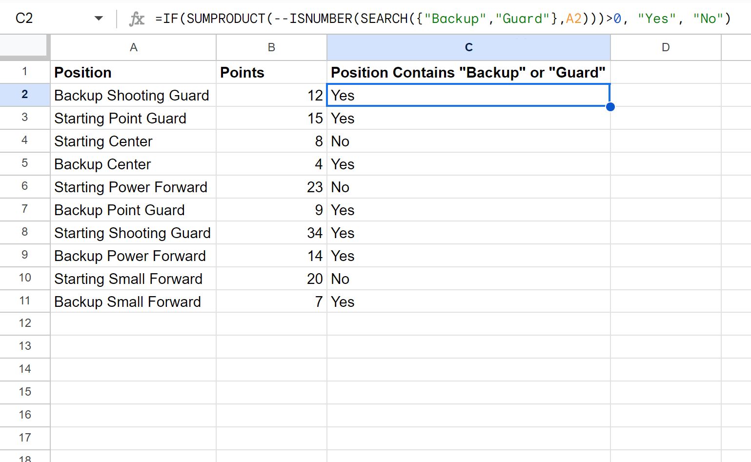 tif4 Google Sheets IF function with multiple text values