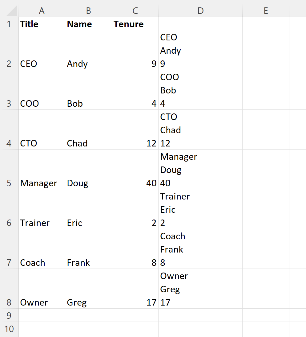 Excel CONCATENATE with new line