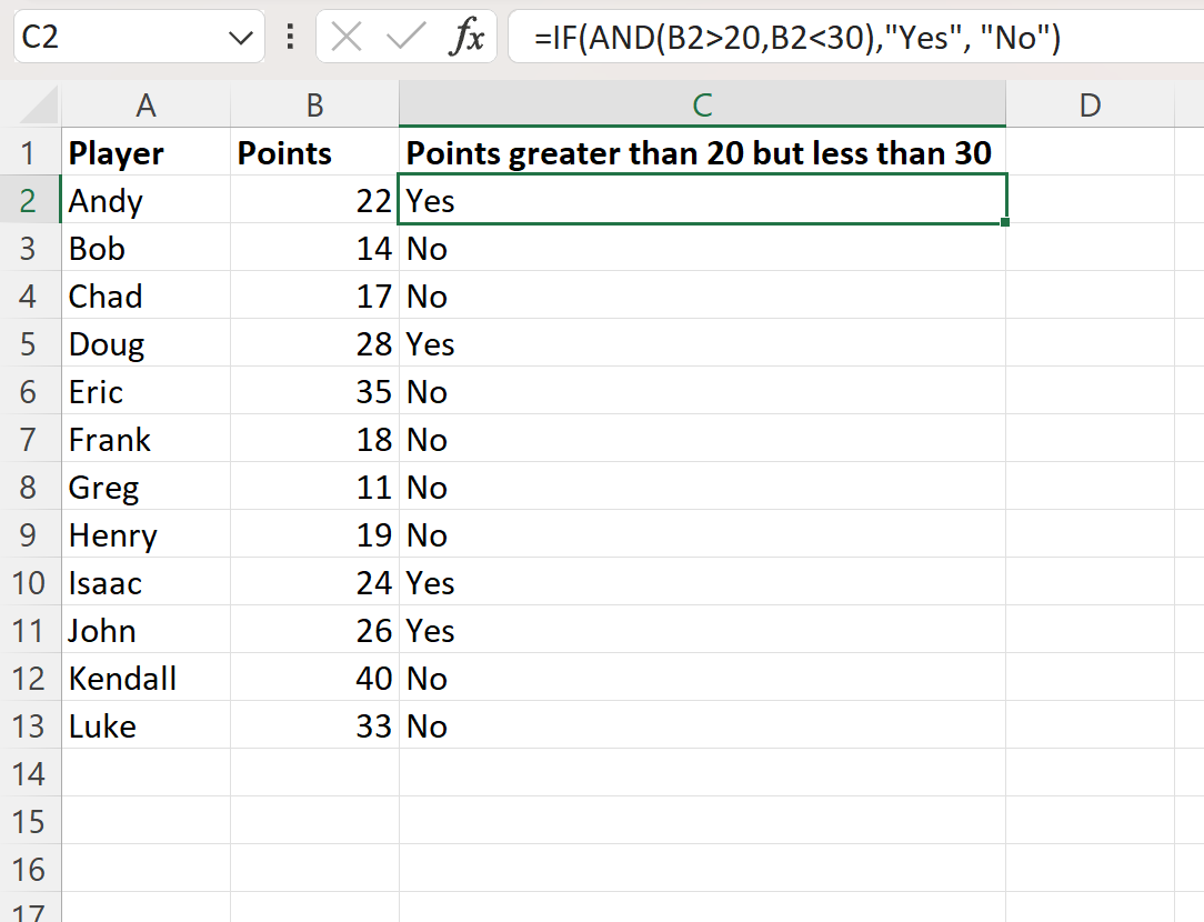 Excel if greater than but less than