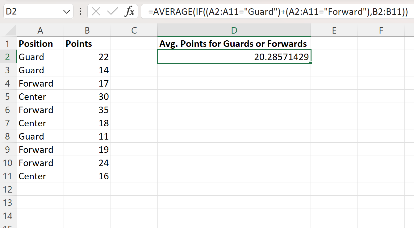 ifsor2 Excel AVERAGEIFS with OR condition