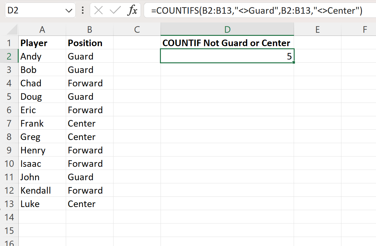 notxy2 Excel COUNTIF not X or Y