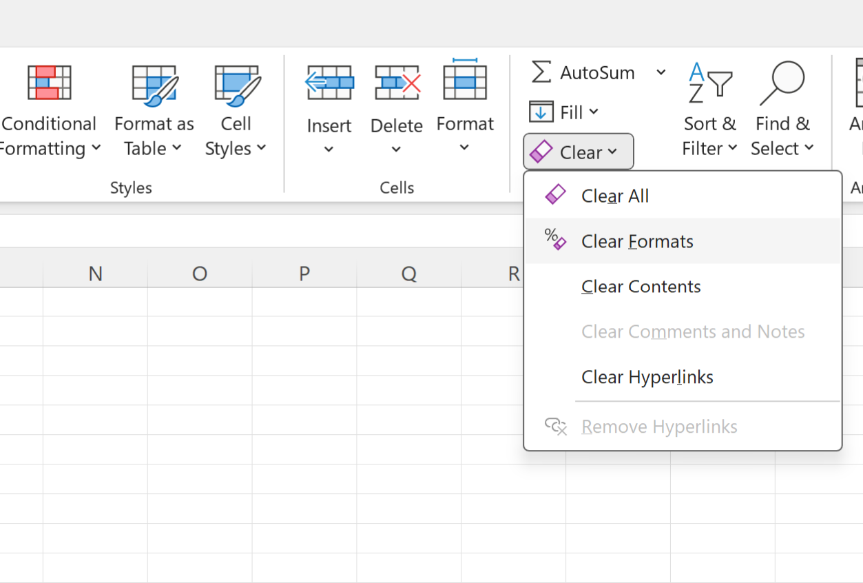 Excel remove date format