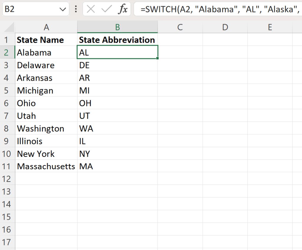 Excel Convert State Name to Abbreviation PSYCHOLOGICAL STATISTICS